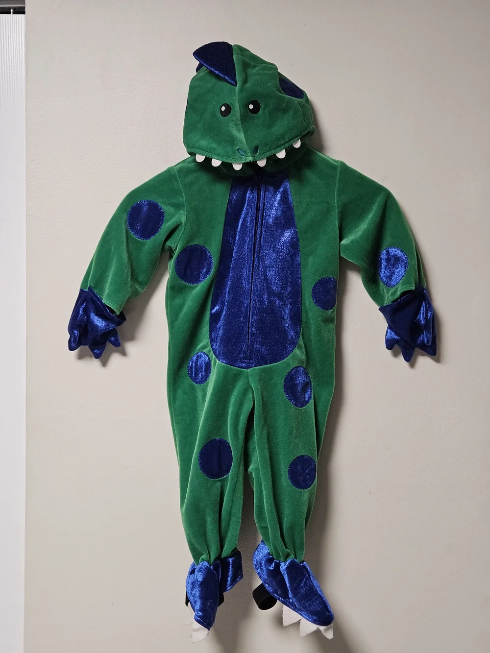 Miniwear Green and Blue Plush Dino Costume with Hood HALLOWEEN 18M